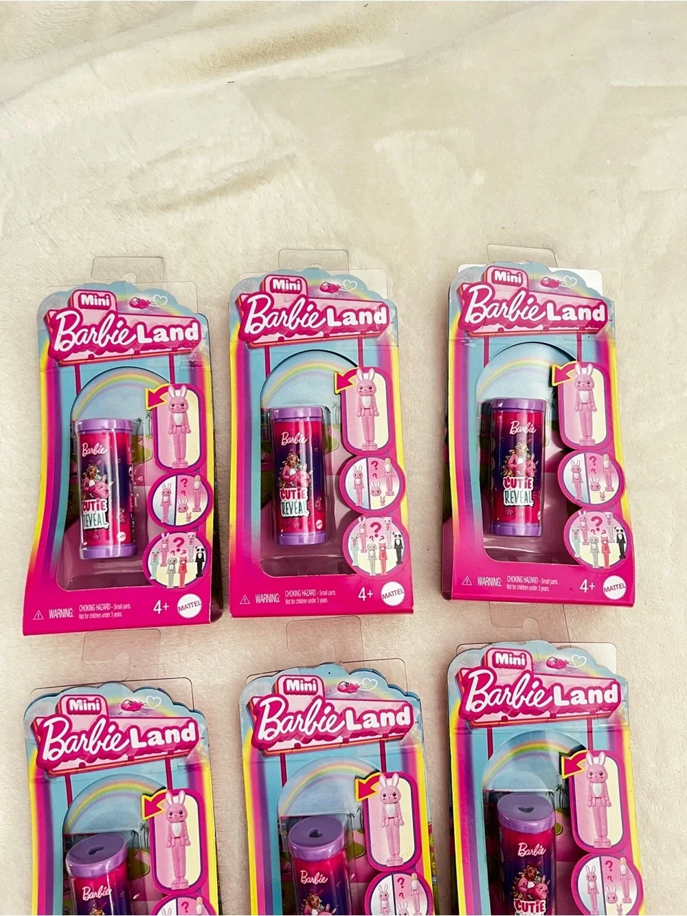 Lot of 6 Barbie Mini BarbieLand Cutie Reveal Doll & Pet, 1.5-inch Ages 4+ Mattel